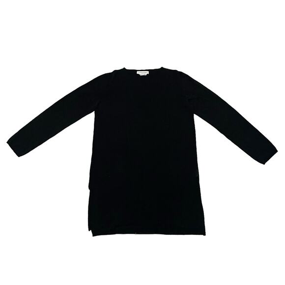 Marina Rinaldi Knit Sweater Dress Side Slits Black Minimalist Italy - Size Small - Picture 2 of 9